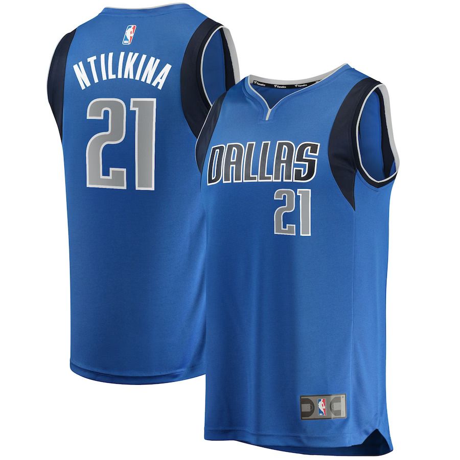 Men Dallas Mavericks 21 Frank Ntilikina Fanatics Branded Blue Fast Break Replica NBA Jersey